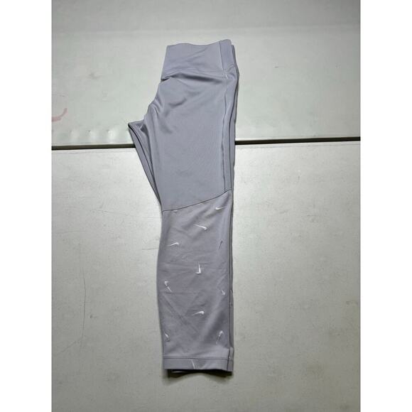 Nike DRI-FIT SWOOSH 7/8 LEGGINGS IN GRAY-GREY women size Large - gym workout - Picture 8 of 11